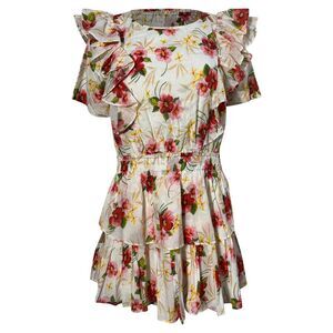 Loveshackfancy Natasha Floral Printed Mini Dress in Multicolor Cotton